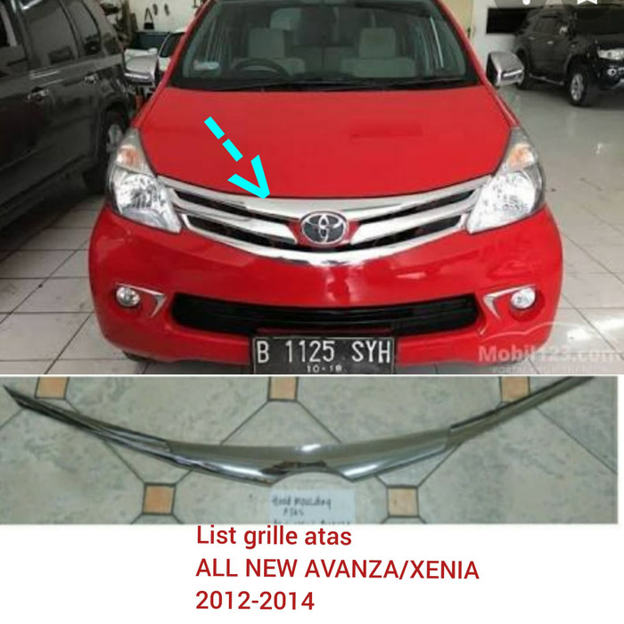 HODLIST HODMOULDING List grille GRILL BUMPER BAGIAN ATAS TOYOTA ALL NEW AVANZA 2012 2013 2014 2015 hitam doff chrome crome tipe g e