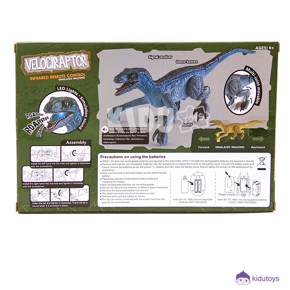 Mainan Anak Remote Control Dinosaurus Velociraptor RC Dinosaurus Kidu Toys