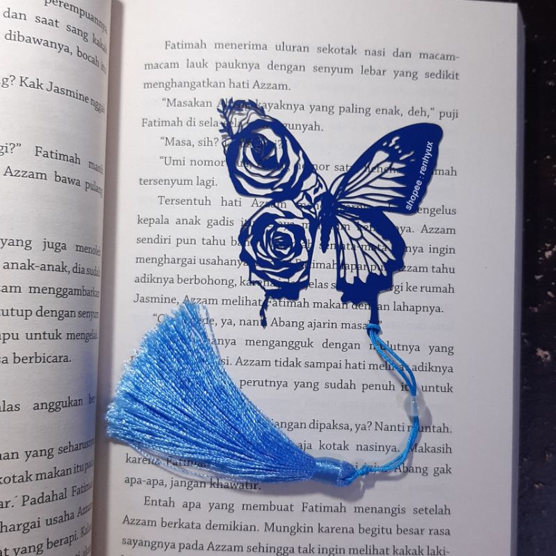 Metal bookmark novel kupu-kupu biru kupu kupu butterfly butterflies abel
