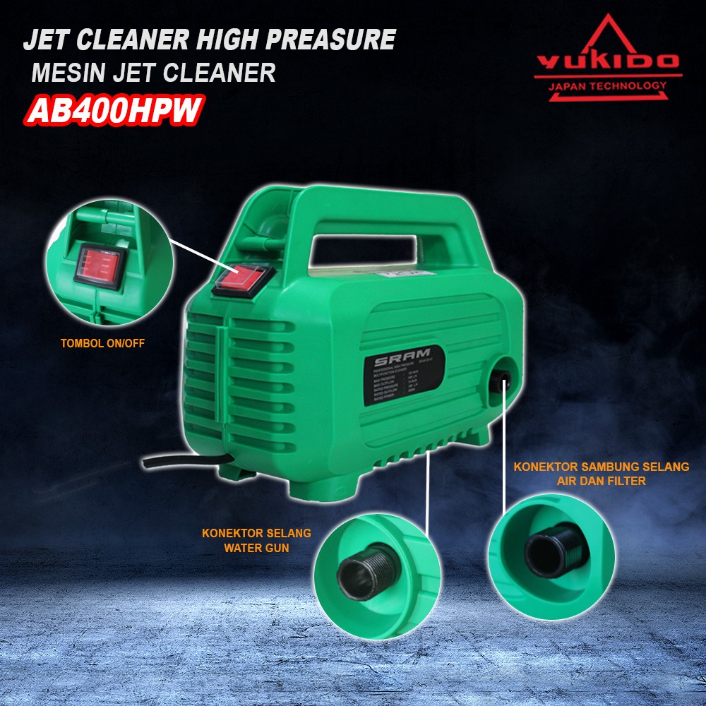 YUKIDO AB-400HPW Mesin Jet Cleaner 400w - Cuci Motor Mobil Steam Listrik