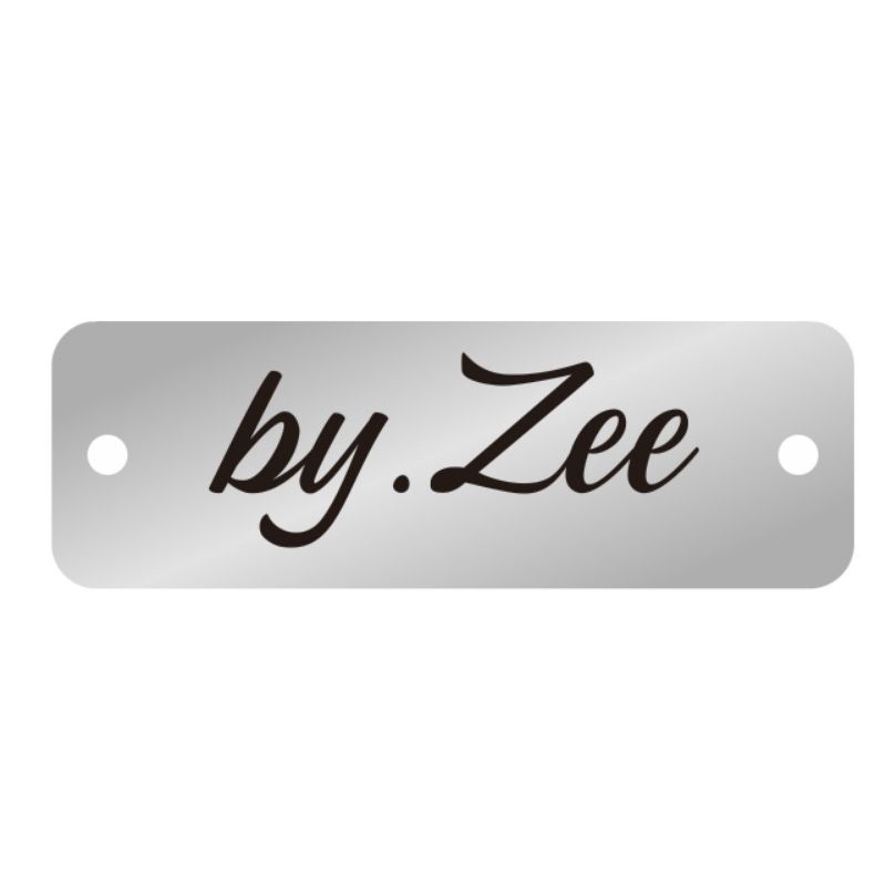 

label akrilik by.Zee silver ukuran 1*3 cm 100 pcs tulisan hitam