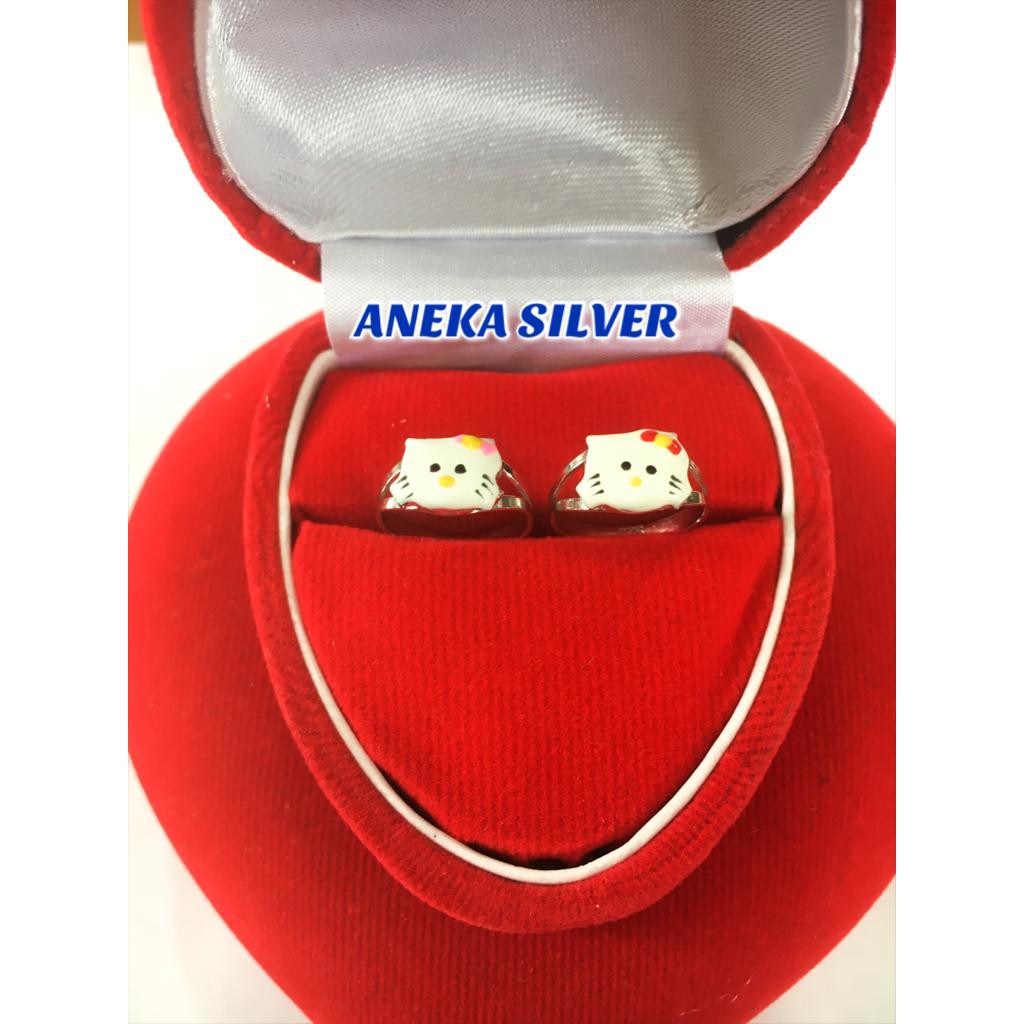 Cincin anak cat hello kitty, perak 925,sepuh emas putih