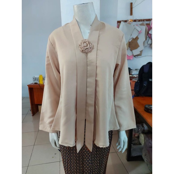 (P92/100) Kebaya floy TANGAN PANJANG kutubaru std-jumbo busui kartini KeroncongBusana (PJG)-Cream