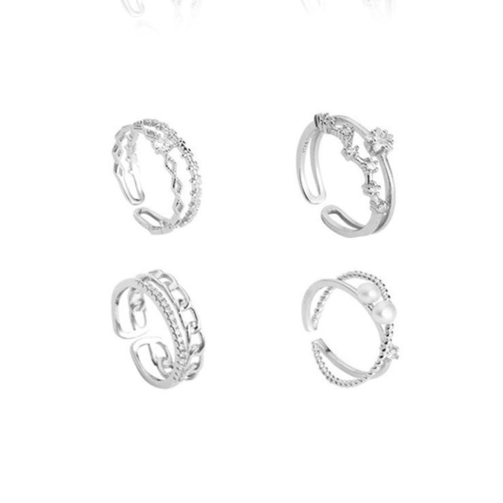 Mxbeauty Cincin Gaya Korea Gadis Ins Double-layered Minimalist Temperamen Adjustable Rings