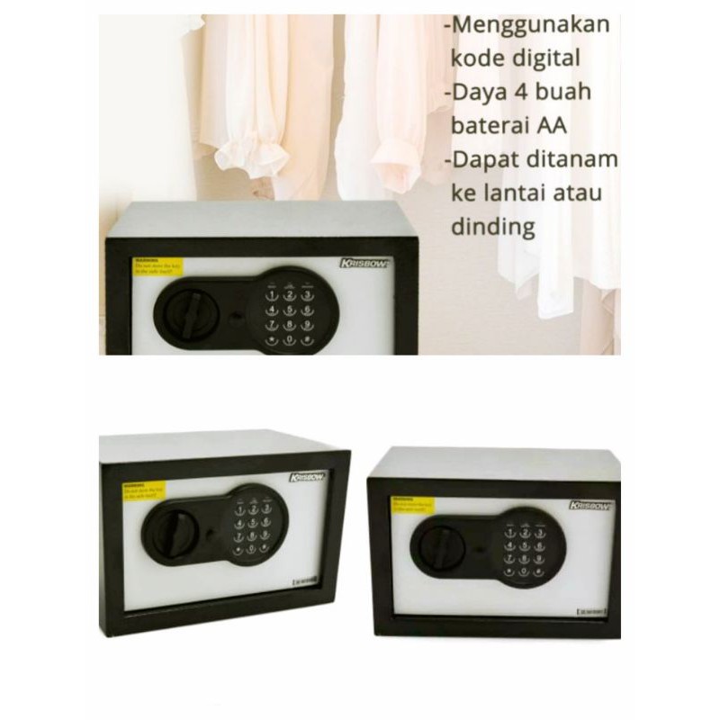 Krisbow brankas 20ET-1/2 - Hitam / Brankas Perhiasan/Uang Digital Safe Box / Brankas Mini