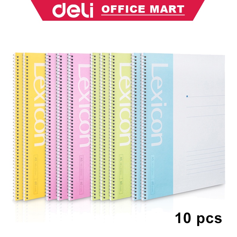 Deli Buku Tulis A5 Buku Notebook Aesthetic 60 Lembar Diary Book 5pcs 10pcs Spiral Notebook