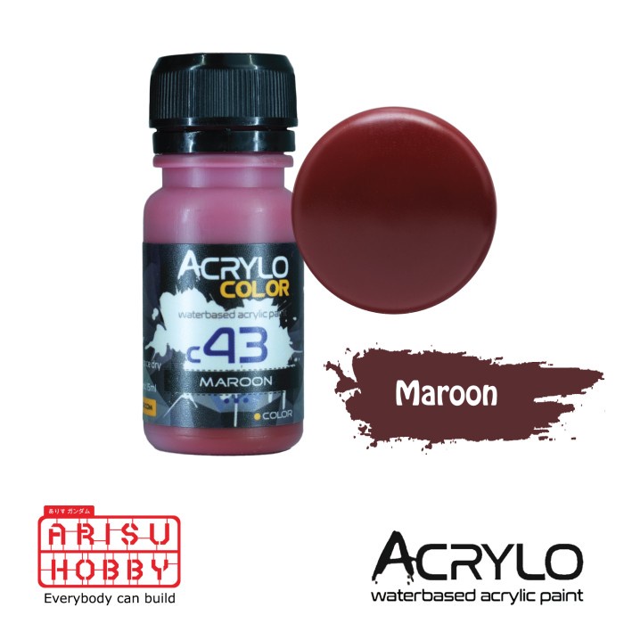 

ACRYLO COLOR MAROON C43 Water Based Acrylic Paint Color Cat Gundam