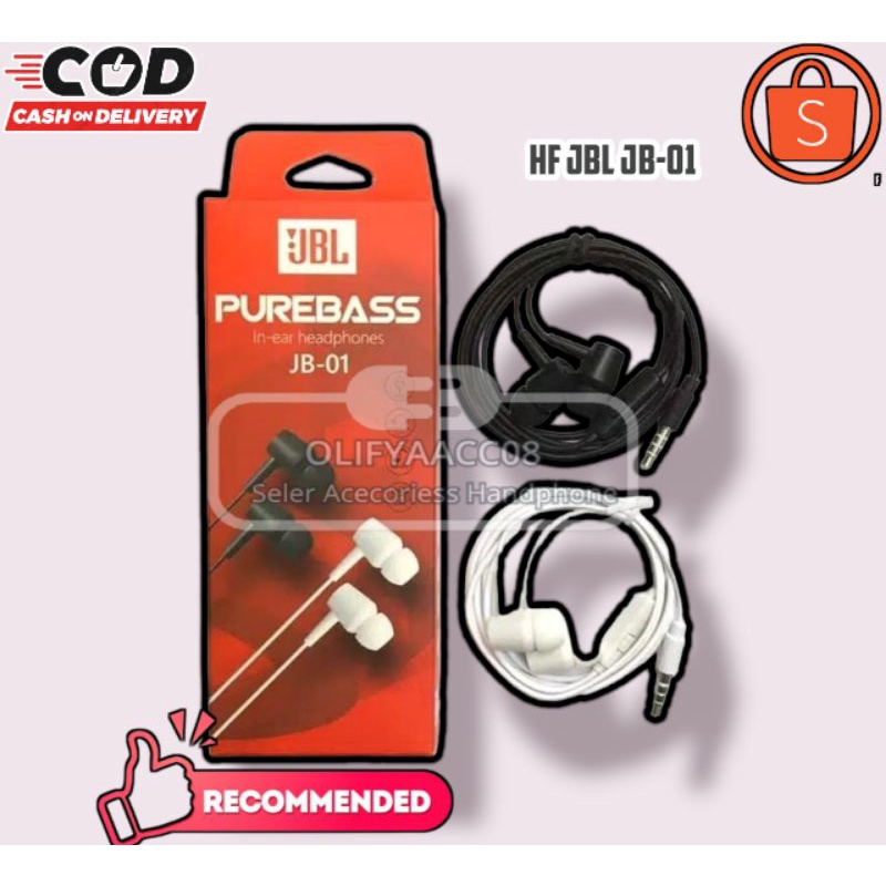HF / HEADSED / Heandfre JBL JB-01 PUREBASS IN-EAR HEADPHONE