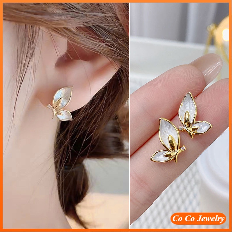 Anting Tusuk Sterling Silver 925 Model Kupu-Kupu Gaya Korea Untuk Wanita