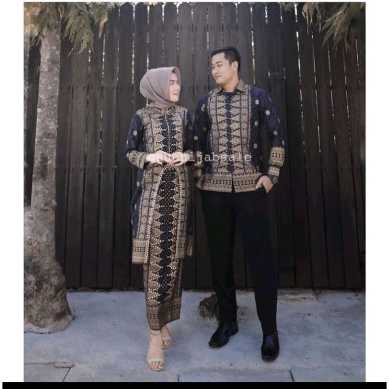 setelan batik songket Palembang-couple songket kurung kekinian
