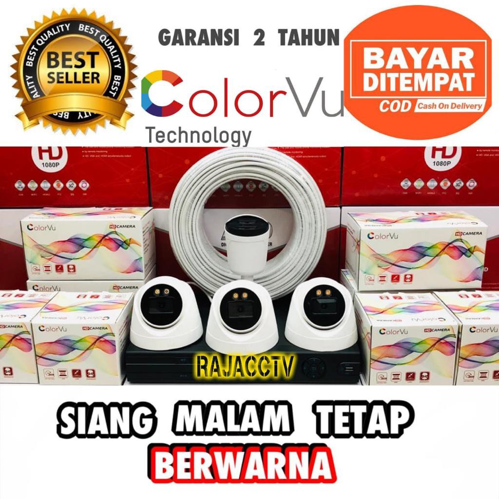 PAKET CCTV COLORVU SIANG MALAM BERWARNA 4 CHANNEL 4 CAMERA 5MP 1080P TURBO HD IC SONY KAMERA