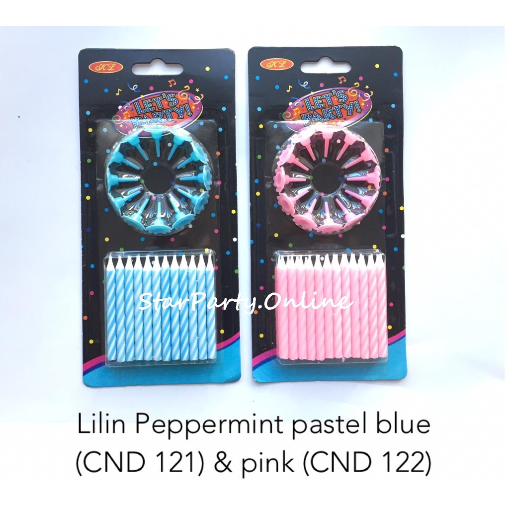 Lilin Papermint Pastel Biru/Pink /Lilin Papermint Isi 24pcs /Lilin Murah /Lilin Kue