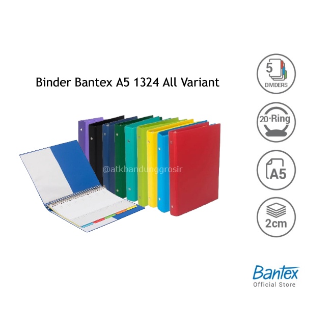 

Binder Bantex 1324 ukuran A5 20 holes 25 mm Binder O Ring Metal Semua Warna - Satuan