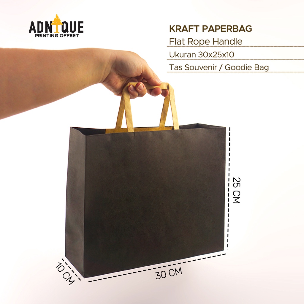 

Paket 10 Pcs Kraft Paper Bag Warna / Handle Twisted / 30 x 10 x 25 - Hitam