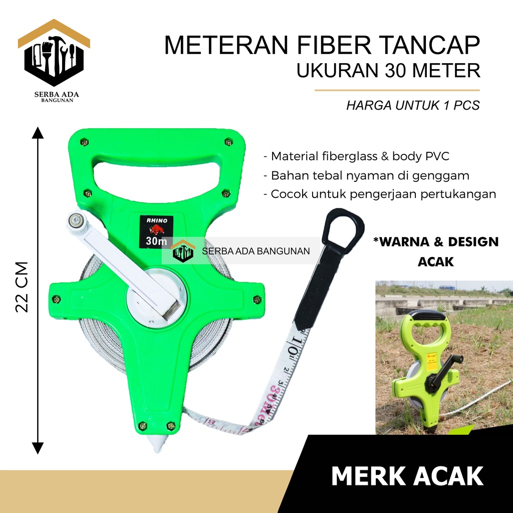 METERAN FIBER 30 50 METER / METERAN TANCAP TANAH 30M 50M ROLL GULUNGAN FIBER