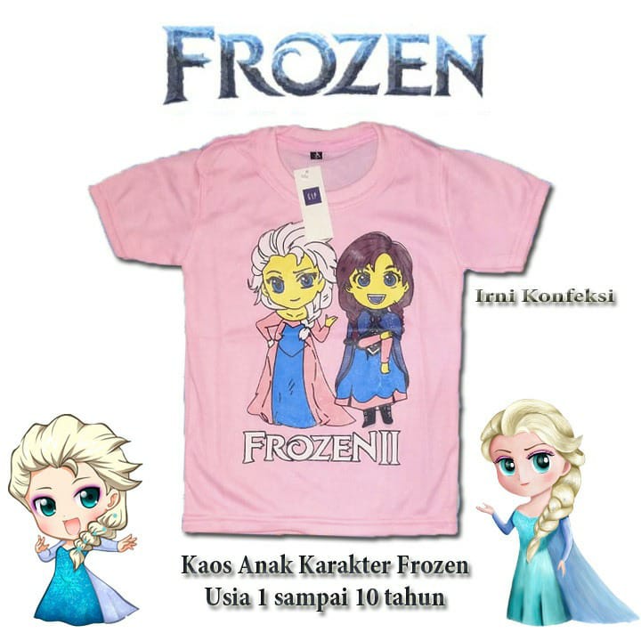 KAOS ANAK PEREMPUAN FROZEN UMUR 1-2-3-4-5-6-7-8-9-10-11-12 // ATASAN BAJU ANAK PEREMPUAN // GROSIR KAOS ANAK