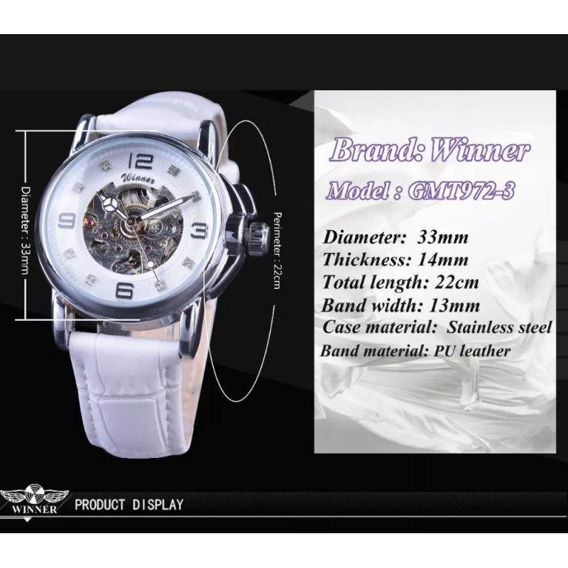 Jam Tangan Wanita Mekanik Automatic Winner Luxury Casual Skeleton Mewah Berkelas