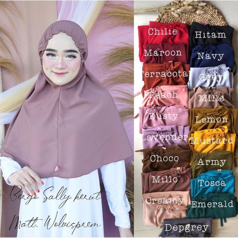 Jilbab bergo KERUT tali maryam renda melati ORI KARTIKA