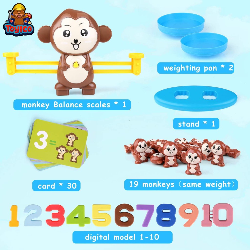 [Toyico] Mainan Edukasi Anak Timbangan Pintar Monkey balance Monyet Belajar Berhitung Matematika-5