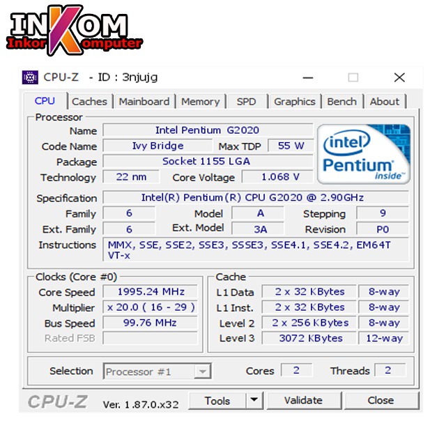 Intel Pentium Processor G2020 Socket  LGA1155