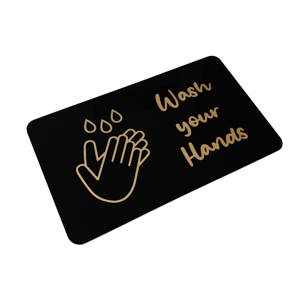 SIGNAGE TEMPEL - WASH YOUR HANDS AKRILIK GOLD - 20x12cm