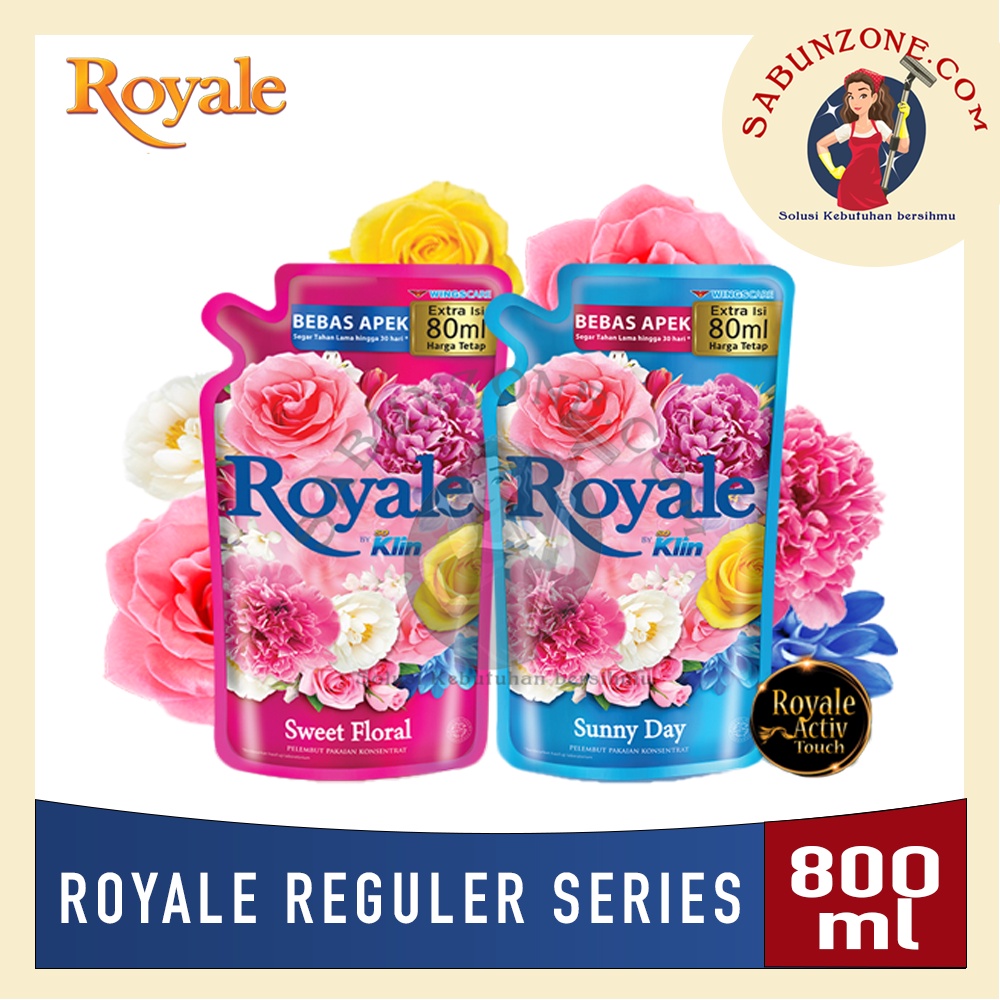 Pelembut Pewangi Pakaian Royale Reguler 700 750 800 ml Sweet Floral / Sunny Day Refill Pouch