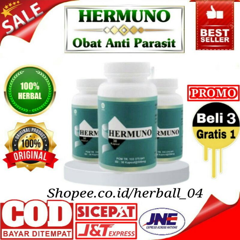 HERBAL04 HERMUNO intoxic asli obat parasit original bpom (isi 30kapsul) pembasmi parasit anti toksin
