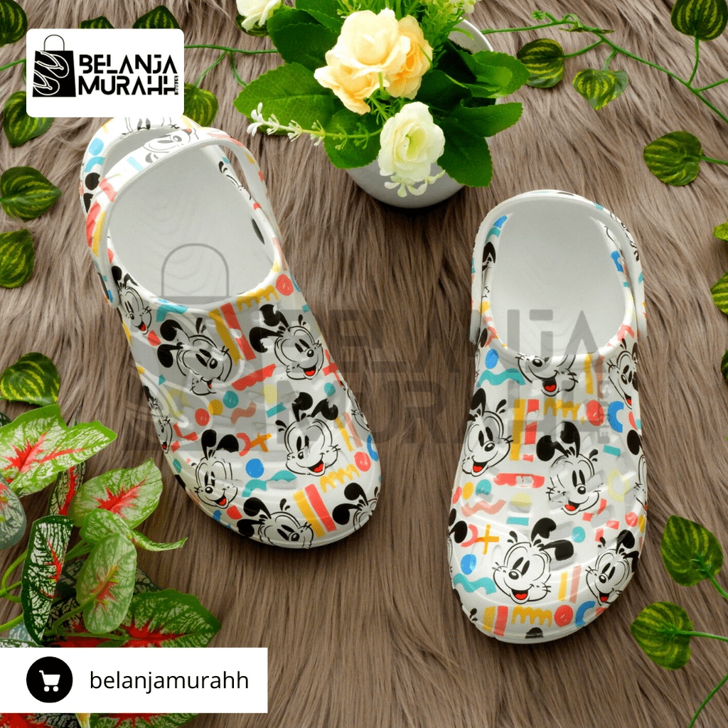 Sandal Kodok bolong-bolong Model Crocs Printing Wanita / Sandal kodok Rumah / Sandal Baim Rumah