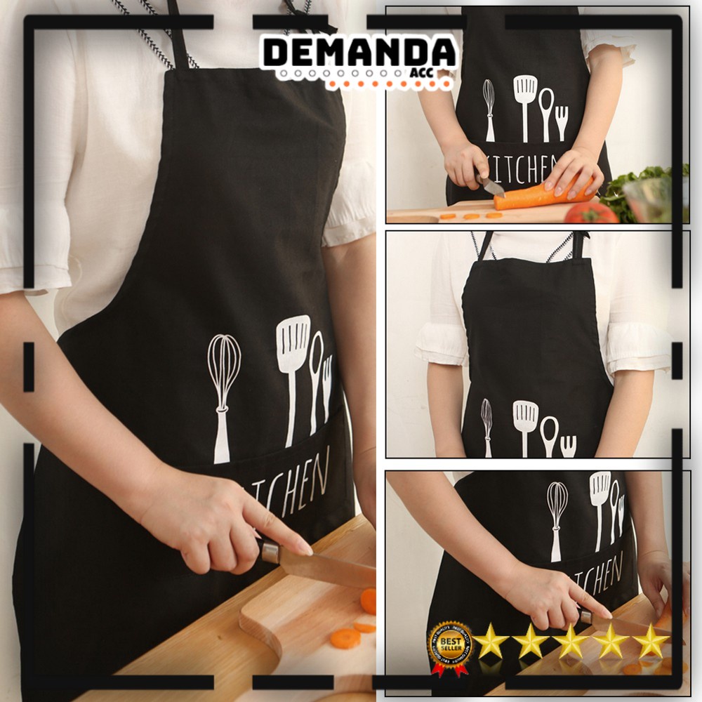 Celemek Masak - Celemek Apron Dapur - Black