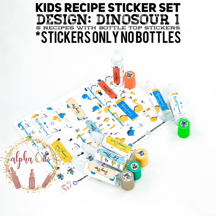 

Essential Oil Sticker Set Label Resep 10ml Kids Design Dinosour 1