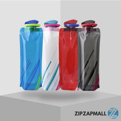 Botol Minum Lipat Portable 700 Ml / Kantong Air Minum Silikon Olahraga Sepeda Gunung Lipat Untuk Lari / Kantung Air Camping Outdoor Gunung Pendaki Plastik Lipat / Tas Kantong Air Minum / Botol Air Minum Lipat Portable Sedotan / Tempat Kantong Minum Murah