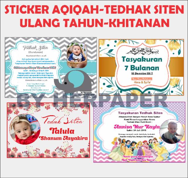 Sticker Aqiqah Sticker Ulang Tahun Sticker Tumpeng Mini Tedhak Siten Baby Shower Kartu Aqiqah Shopee Indonesia