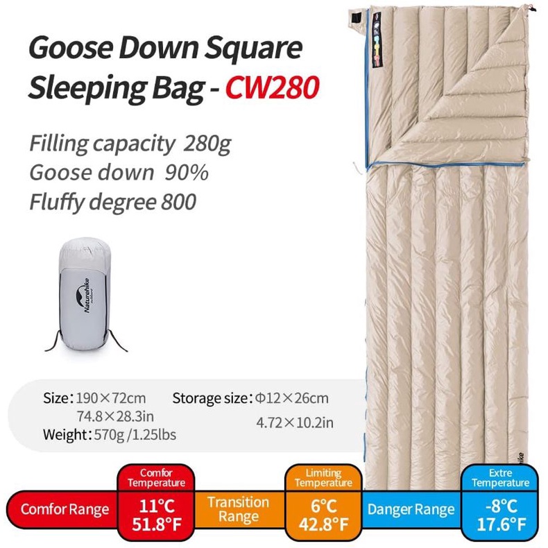 Sleeping Bag Naturehike cw280 Goose down sleeping bag ultralight