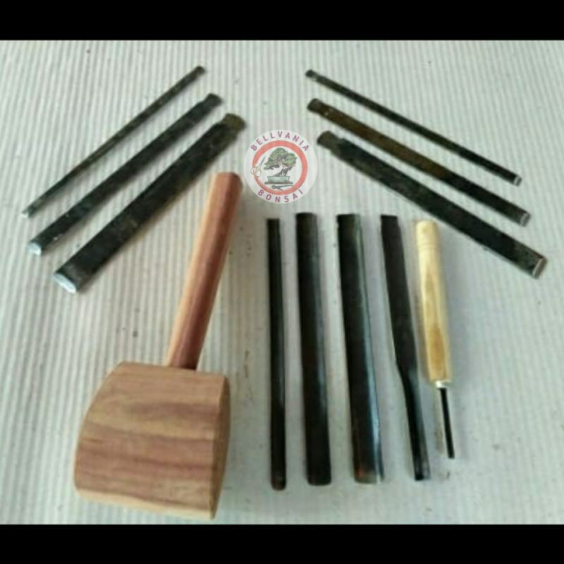 Pahat Ukir Jepara Lengkap Isi 11 Pcs Plus Palu Kayu