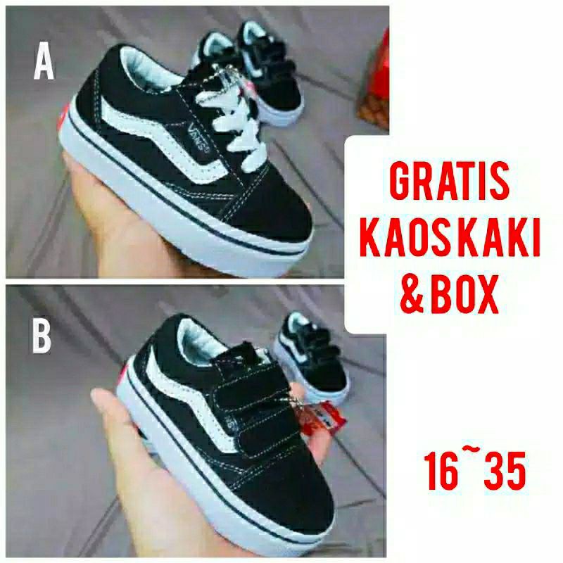 (KUALITAS IMPORT) READY 16s/d35 SEPATU VANS ANAK OLD SCHOOL ANAK LAKI  ANAK PEREMPUAN TALI &amp; PREKAT