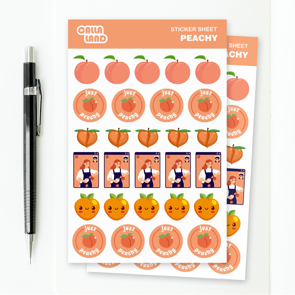 

Calla Land 28Pcs Sticker Pack Bentuk [PEACH] Buah Peach Aesthetic for Bullet Journal Decoration Planer Diary Scrapbook DIY Gift