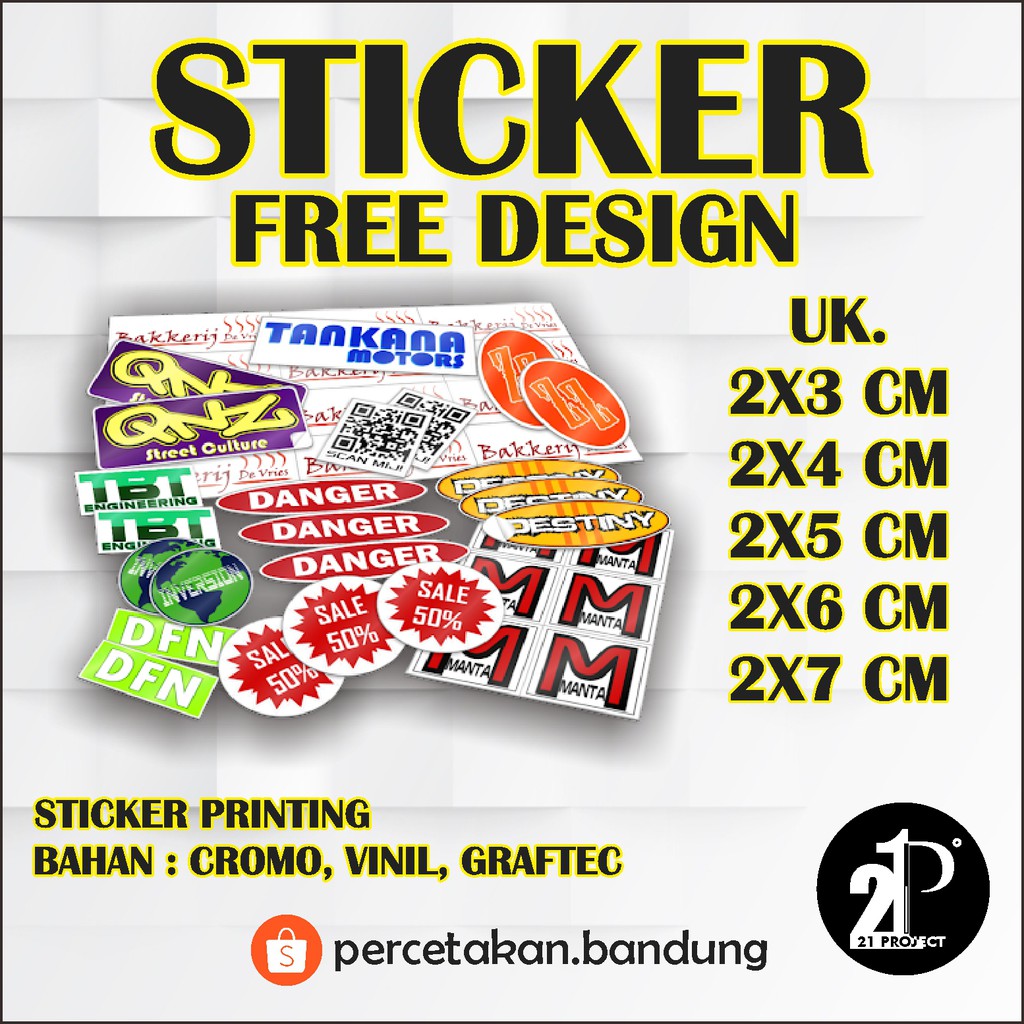 

Sticker Printing Free Design Min Order 100 Pcs Termurah UK. 2X3-2X7 CM