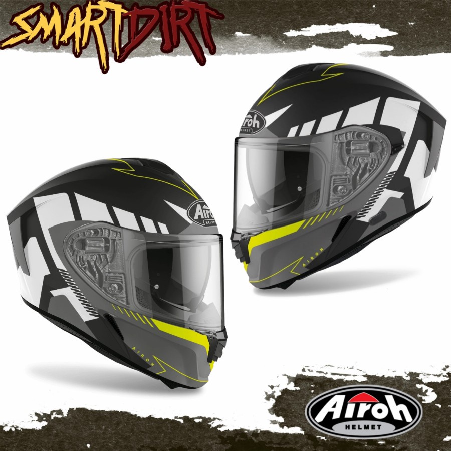 HELM AIROH SPARK RISE BLACK YELLOW HELM MOTOR AIROH SPARK ORIGINAL 2022