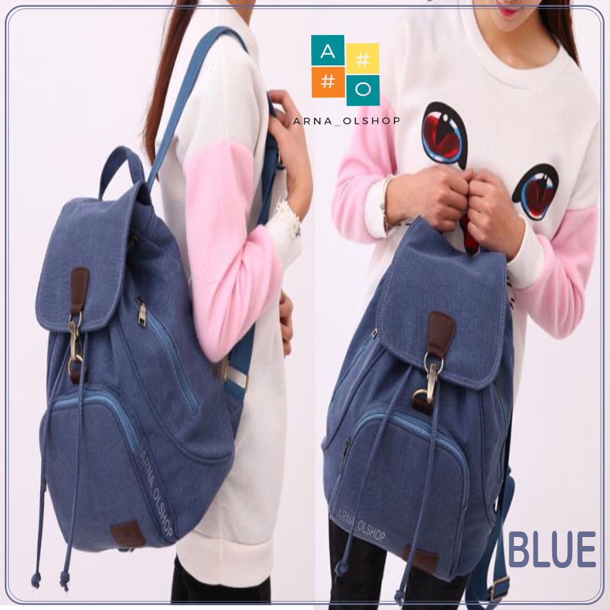 GHbag Klub New Arrival - Tas Ransel Canvas Backpack Up to 16 inch Tas Wanita Daypack