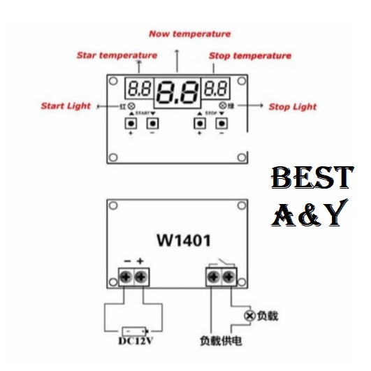 Thermostat Intelligent Digital Display DC 12V 10A Temperature Control