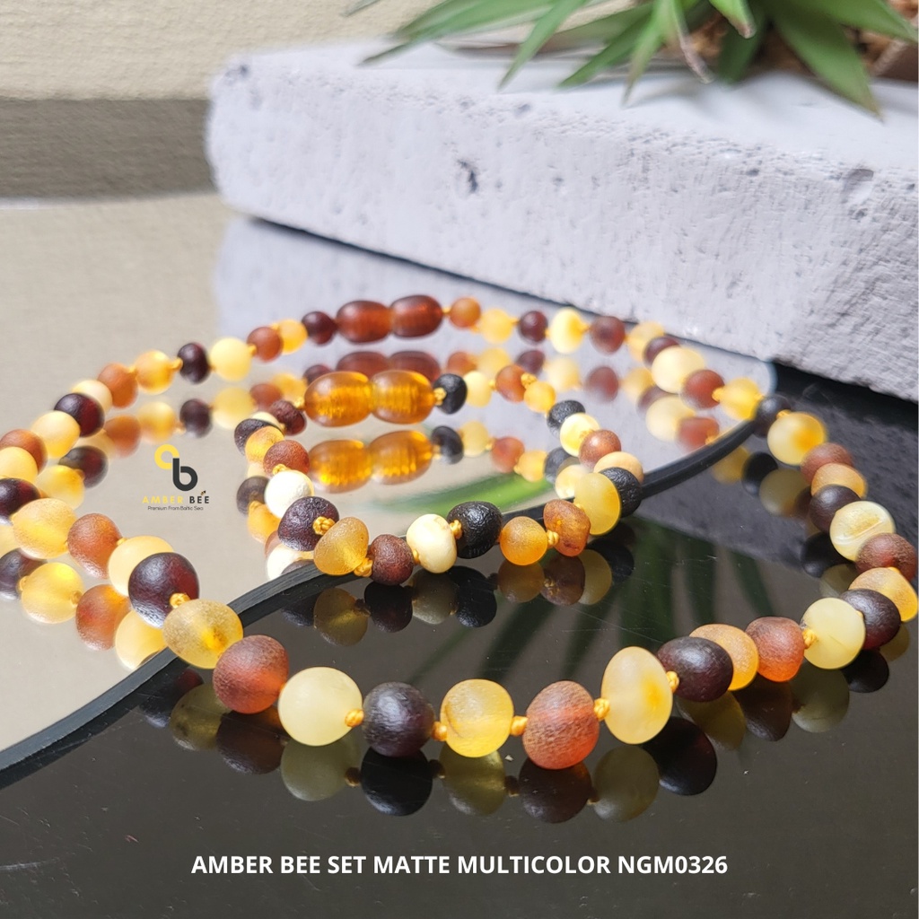 [BETS SELLER] Set Kalung Gelang Amber Lithuania Balita &amp; Anak TK/SD Premium Multicolor Matte By Amber Bee SNBMM0326