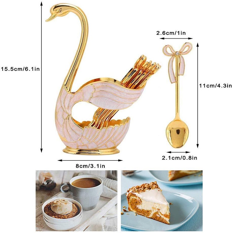 Swan Sendok Kopi Dengan Tempat Penyimpanan Home Zinc Alloy Salad Dessert Fruit Spoon