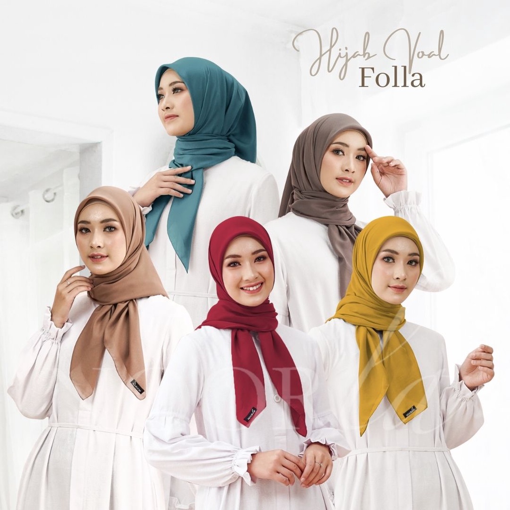 NOORLA - HIJAB SEGIEMPAT VOAL FOLLA / JILBAB SEGI EMPAT PREMIUM / KERUDUNG VOAL PREMIUM