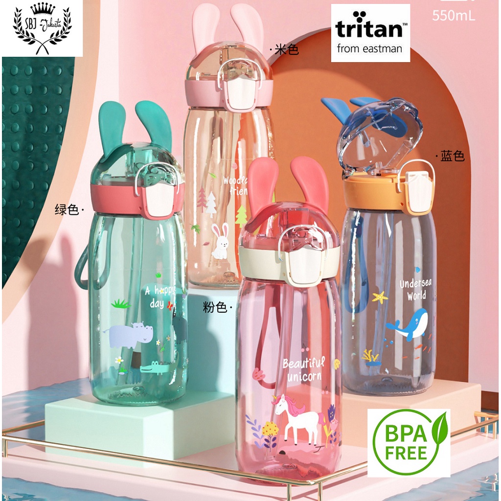 Botol Minum Anak Tritan BPA Free Woodland 550 ml Dengan Sedotan