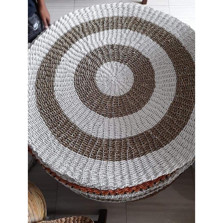 RUG ANYAMAN / KARPET  ANYAM SEAGRAS BULAT WARNA DIAMETER 120 RUG / FLOOR MAT ANYAMAN BULAT