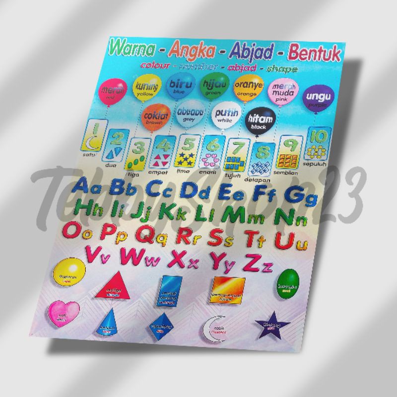 Paket Hemat 10pcs poster edukasi anak ,poster dinding, poster abjad,angka, Termurah BAYAR DITEMPAT