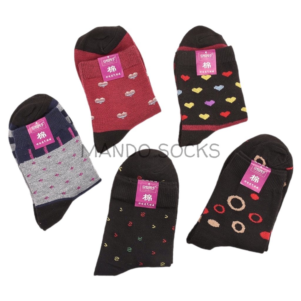 kaos kaki wanita 3/4 motif random