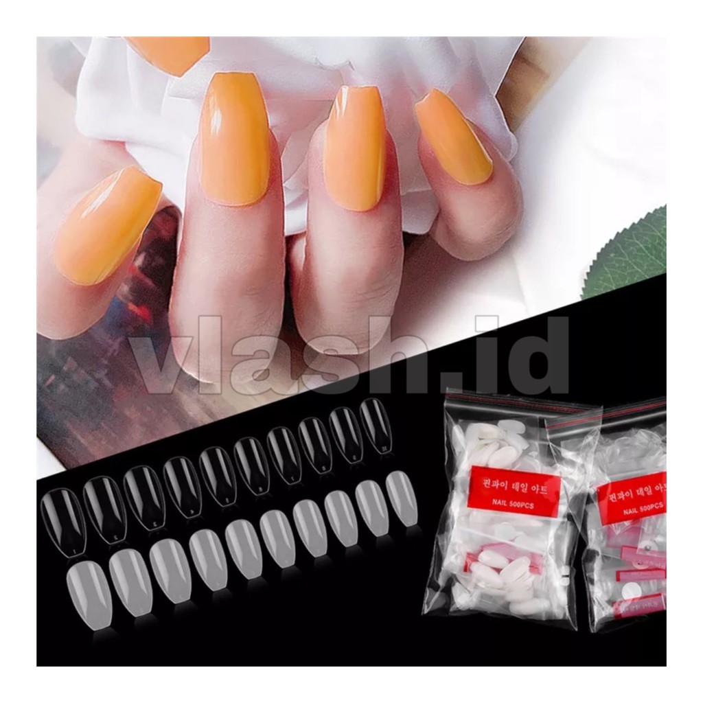 COFFIN SHORT 500 PCS / FAKE NAIL TIP / KUKU PALSU BALERINA PENDEK