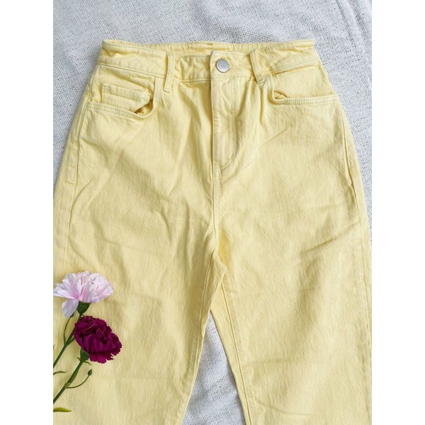 Loft denim soft yellow wide leg pants