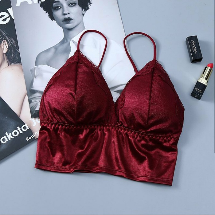 Bralette bra satin crop top brokat lace sexy fashion wanita Murah